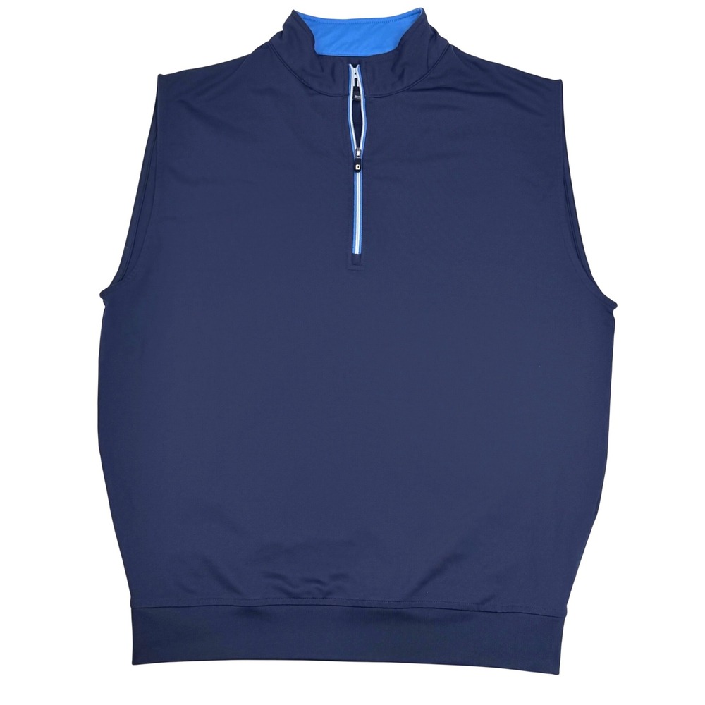 FootJoy Mens Half-Zip Jersey Golf Vest Sz S Navy Blue ProDry Sleeveless Pullover